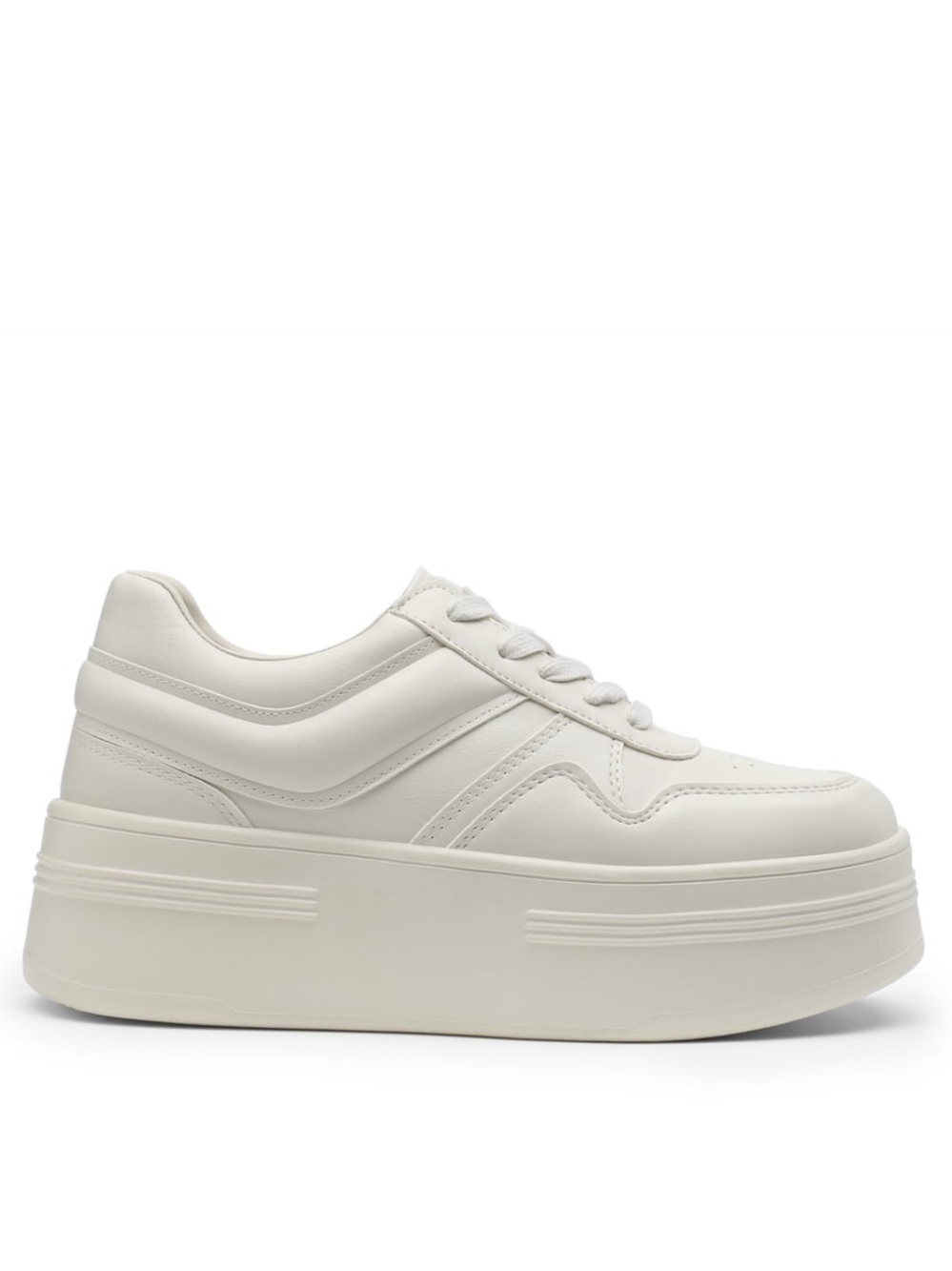 Women’s Platform Lace-Up Sneakers in Cream